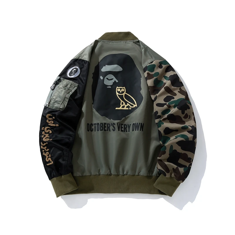 2024 Embroidered streetwear custom sweatshirt bapees jack High quality bathing ape ovo basketball jacket coats for men Owl Camo