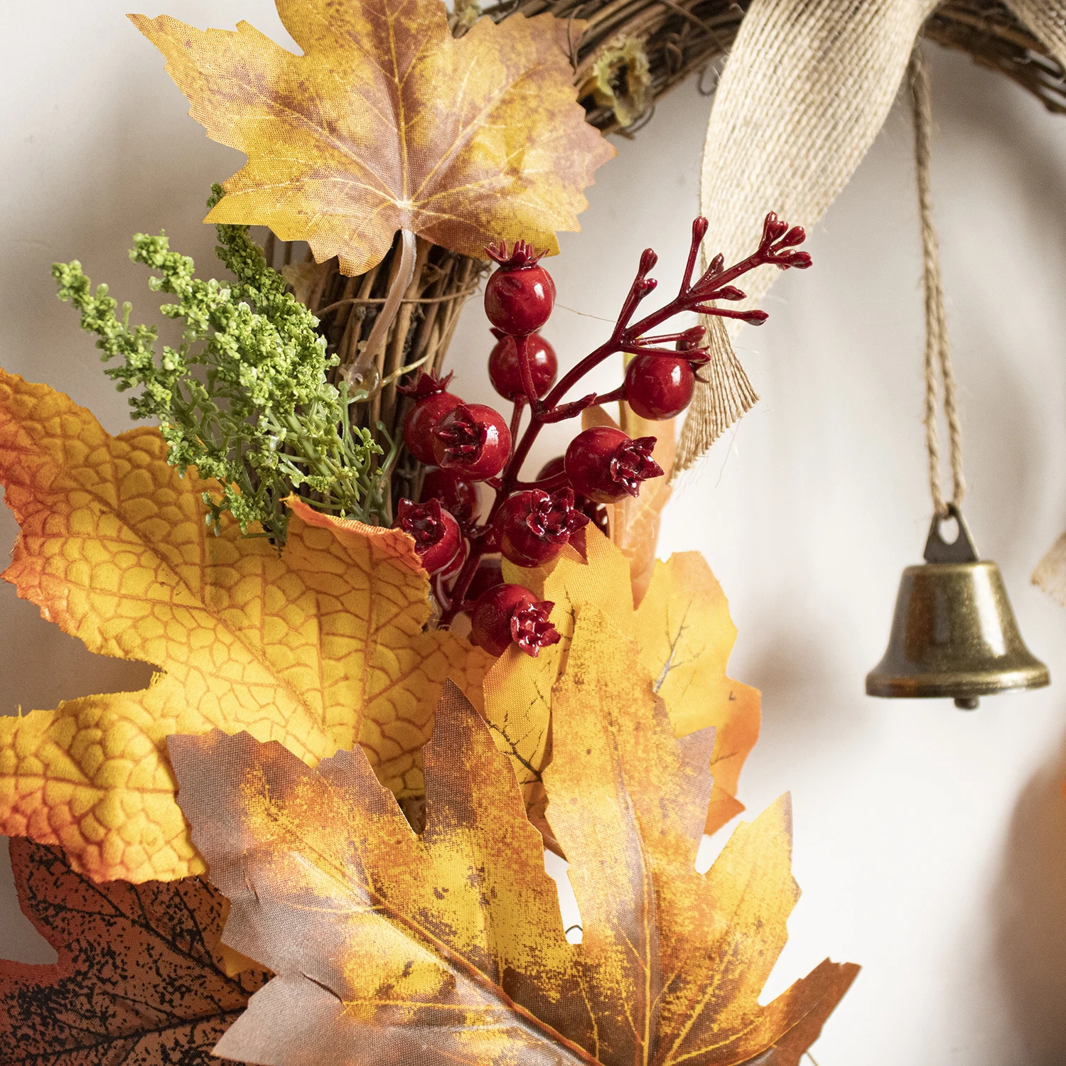 fall harvest festival maple leaf pumpkin wreath front door halloween bell garland fall farmhouse festival thanksgiving decor