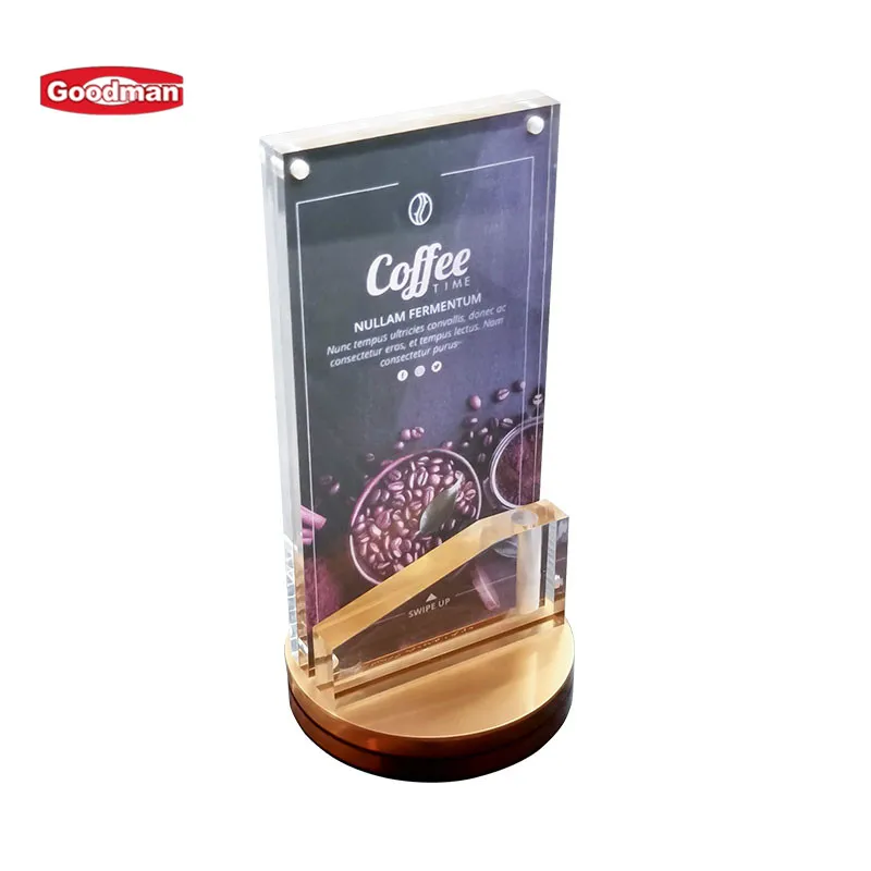 Multiple size rotating  style plastic acrylic menu sign holder restaurant table menu holder