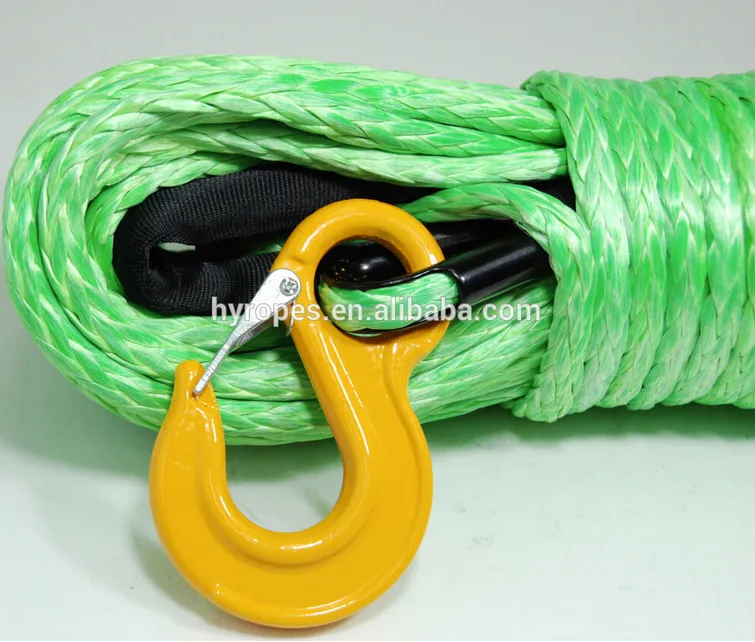 hyropes 10,000LBs Synthetic Winch Line Cable Rope with Black Proteting Sleeve for ATV UTV (Green)