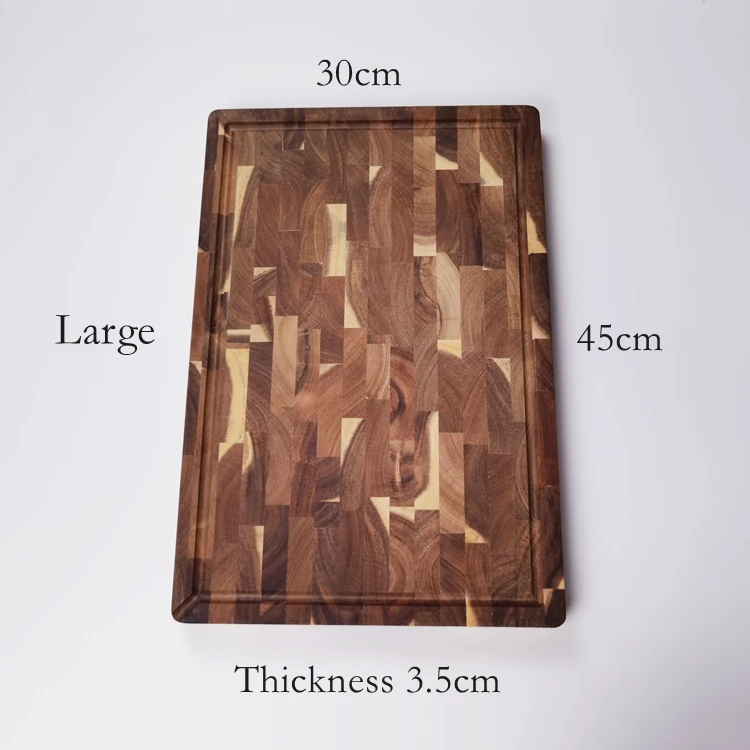 Wholesale Kitchen & Tabletop Large End Grain Chopping Block Acacia Wood Cutting Board with Handle