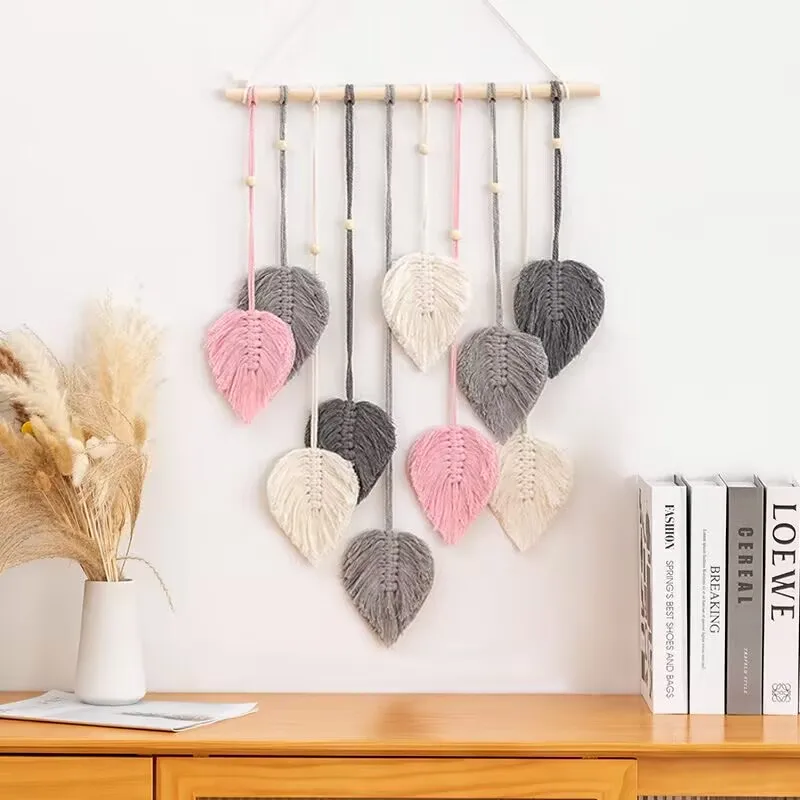 New home wall hanging hand-woven leaf tapestry in various colors room decoration