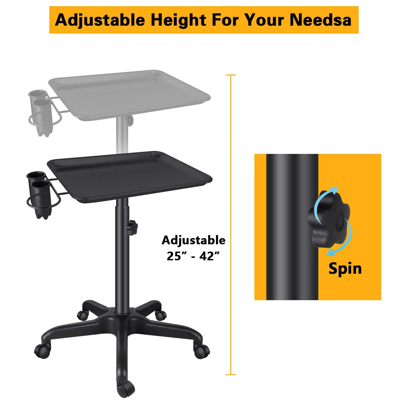 Beauty salon tool tray adjustable height tool trolley aluminum alloy trolley