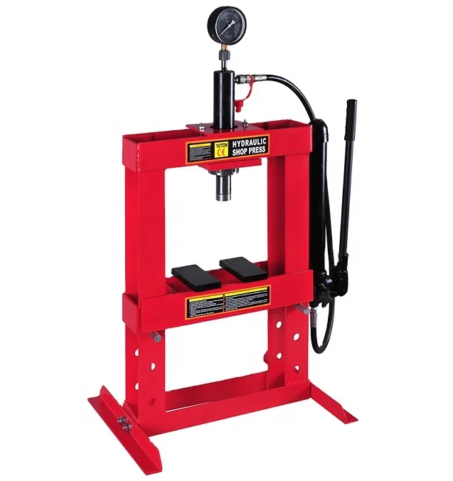 10 Ton Shop Press with Double Speed Pump Safety Guard Shop Press Tools For Garage Workshop