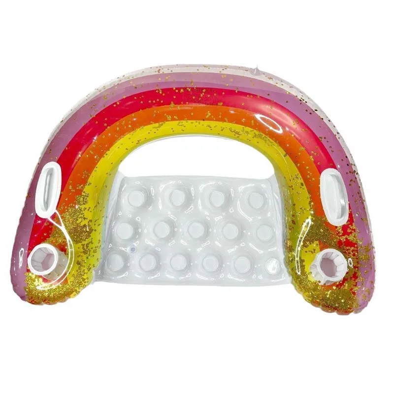 New inflatable water sequin rainbow recliner,  thickened U-shaped floating sofa, floating water hammock