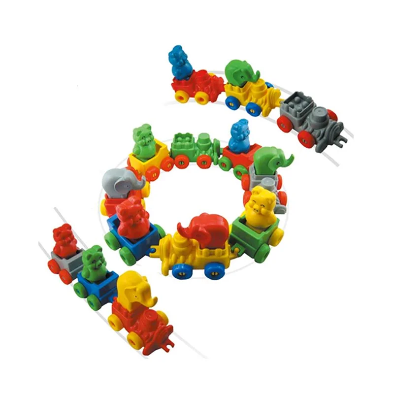 Детский сад школьные игрушки развивающие пластиковые поезд строительные блоки игрушечный