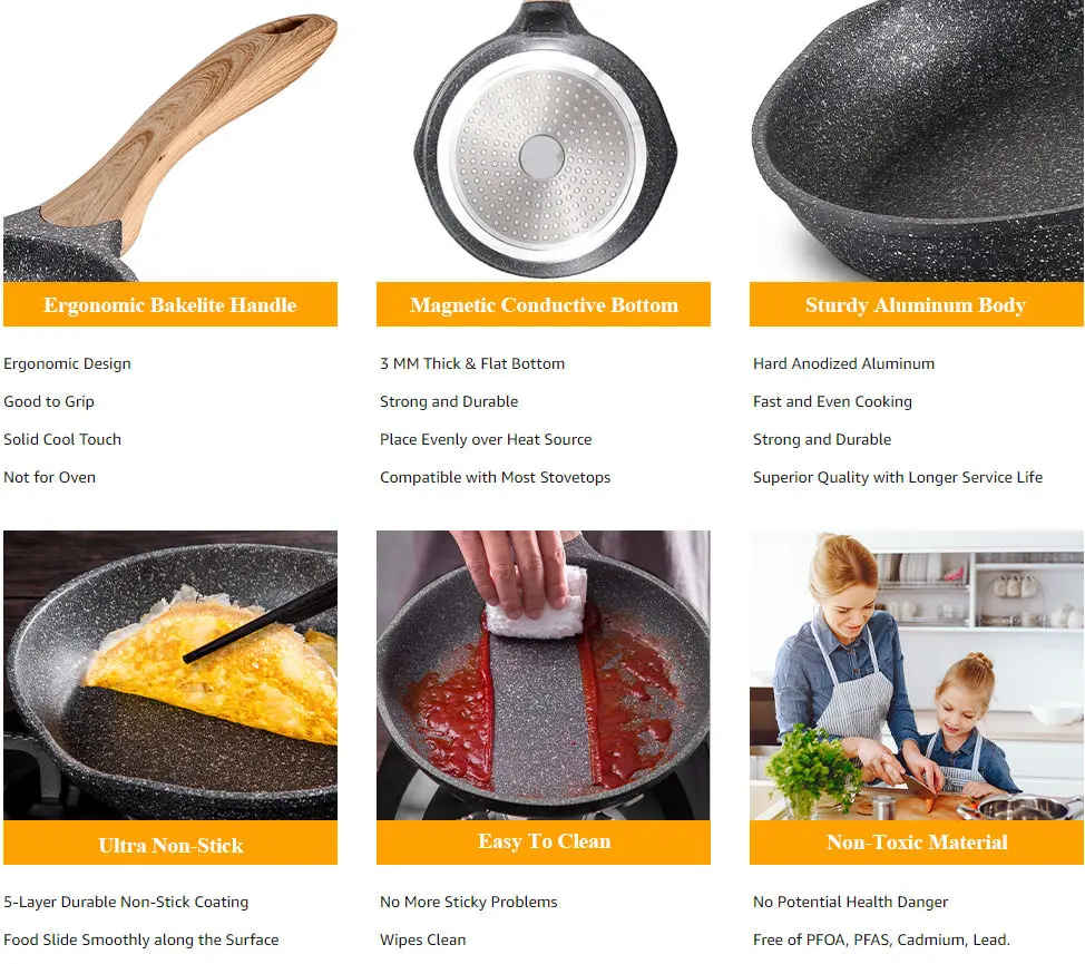 Customized 20cm /24cm /28cm Forged Aluminum Fry Pan No Stick Frying Pan For Cooking