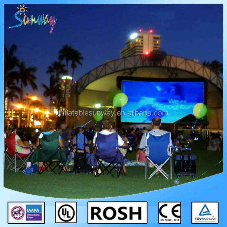 wholesale 20/30ft Huge Inflatable Movie Screen Blow Up Projector Screen Outdoor for TV & Movies Seamless Portable with blower