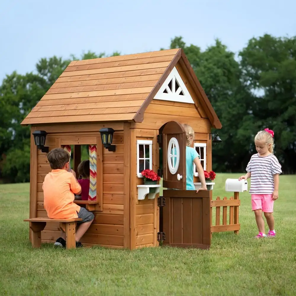 
Customized outdoor garden kids wooden play house wood play set 