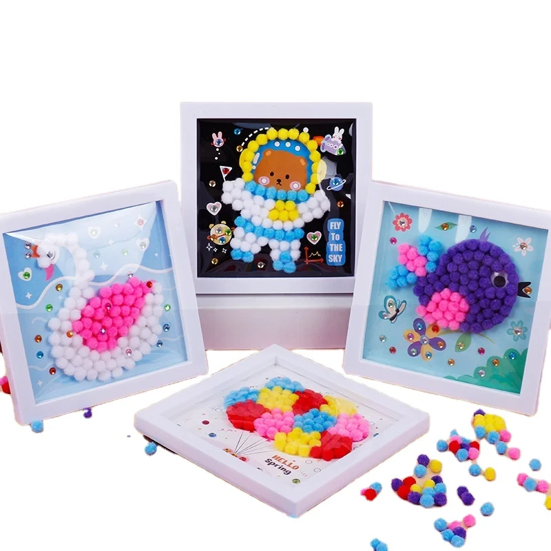 DIY Handmade Art and Craft Pompoms Painting diamond Home Kindergarten Toys Educational Toys for Kids