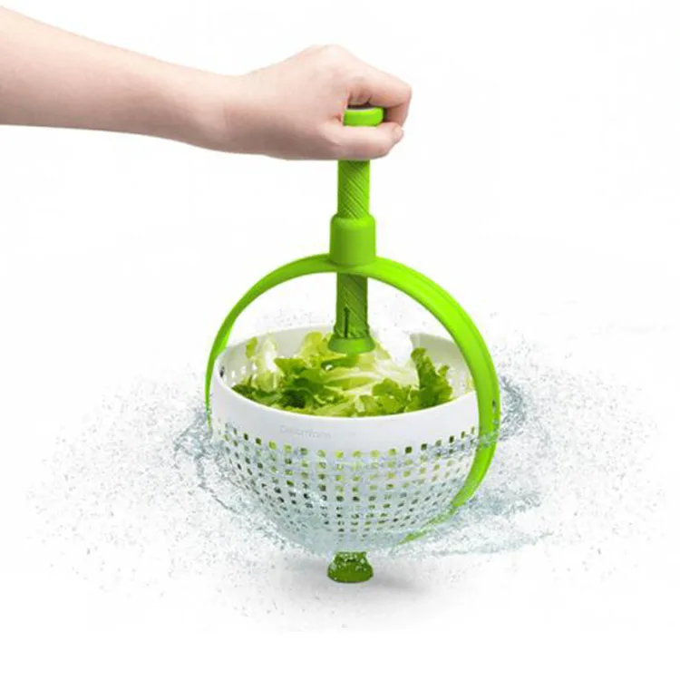 New Household Kitchen Rotating Draining Washing Basket Style Plastic Vegetable Salad Spinner