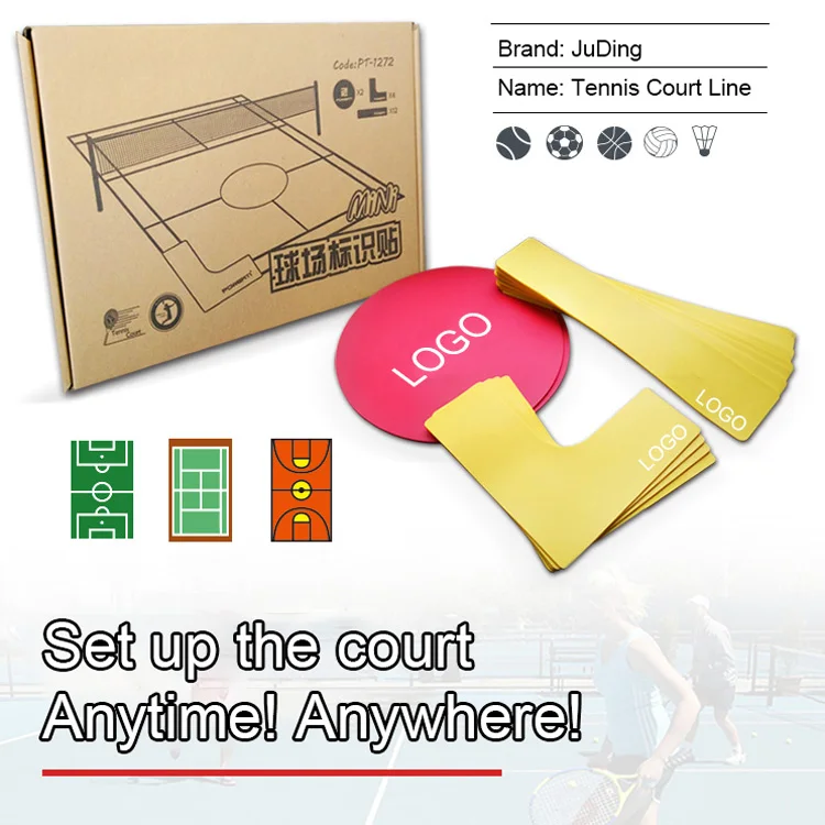 Sport Mini Ball Court Marking Kit Official Size Court Throwing Marks Stadium Marking Set Eco-Friendly Silicone Tennis Court Line