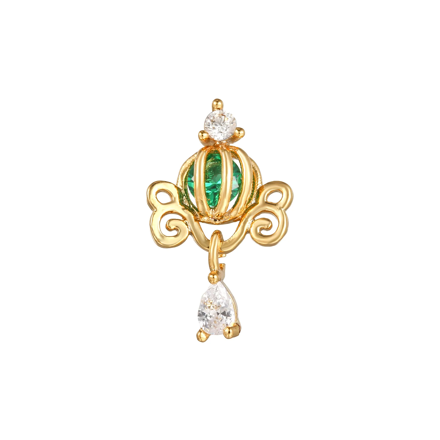 High-End Colorful Zircon Ear Bone Stud 18K Gold Plated Rod Piercing Ear Accessories Screw Ball  Brass Earring Stud For Women