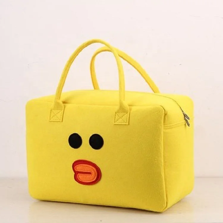 Wholesale Zipper Style Large Capacity Cartoon Travel Felt Tote Bag Lightweight Luggage Storage Duffle Bag With Custom Logo