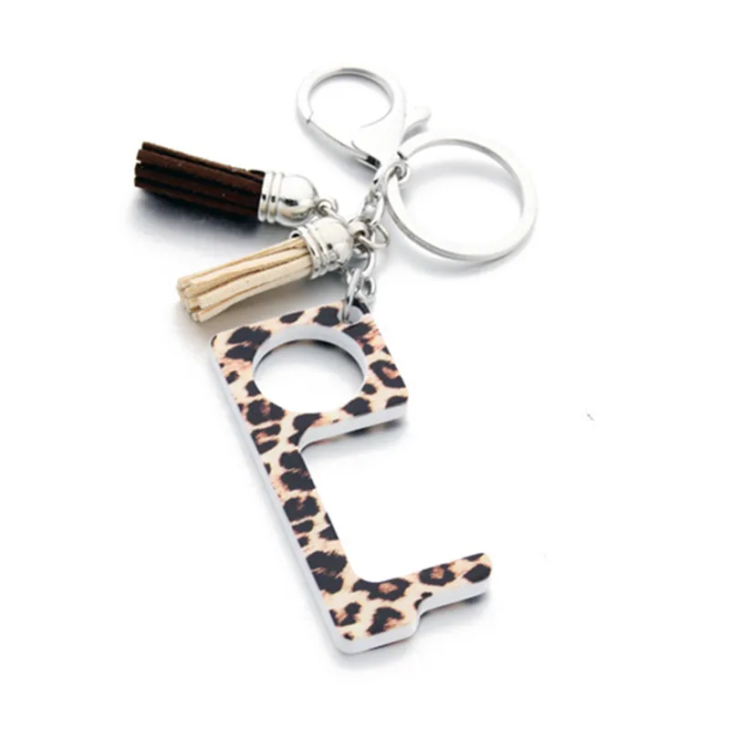 SHTONE High Quality Sublimation Blank Key Chain Touchless Custom Logo Acrylic Keyring Blanks Door Opener for Promotional Gifts