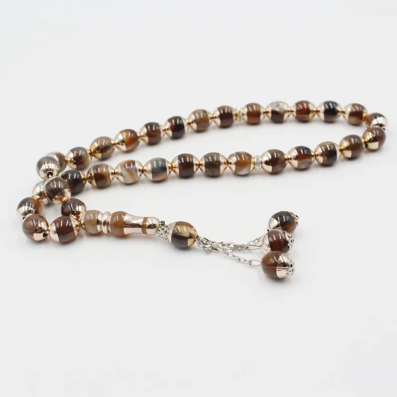 Индивидуальные дешевые молитвенные бусины Tasbih акриловые позолоченные новые подарки Misbaha Eid Рамадан мусульманские четки ювелирные изделия