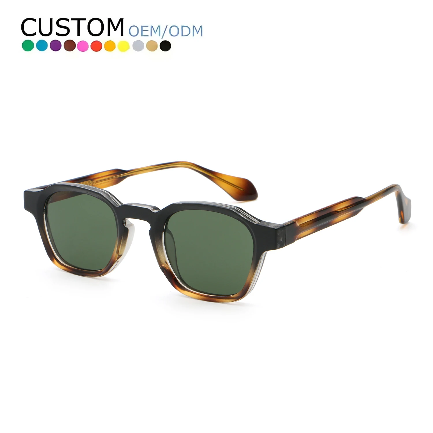 Trendy Retro Classic Acetate Round Polarized Sunglasses Men Vintage Brand Design Glasses Women Driving Eyewear Trendy Wholesale