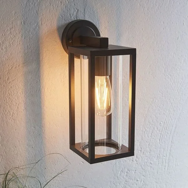 Die-cast aluminum glass shade downward waterproof e27 15w garden square outdoor wall light