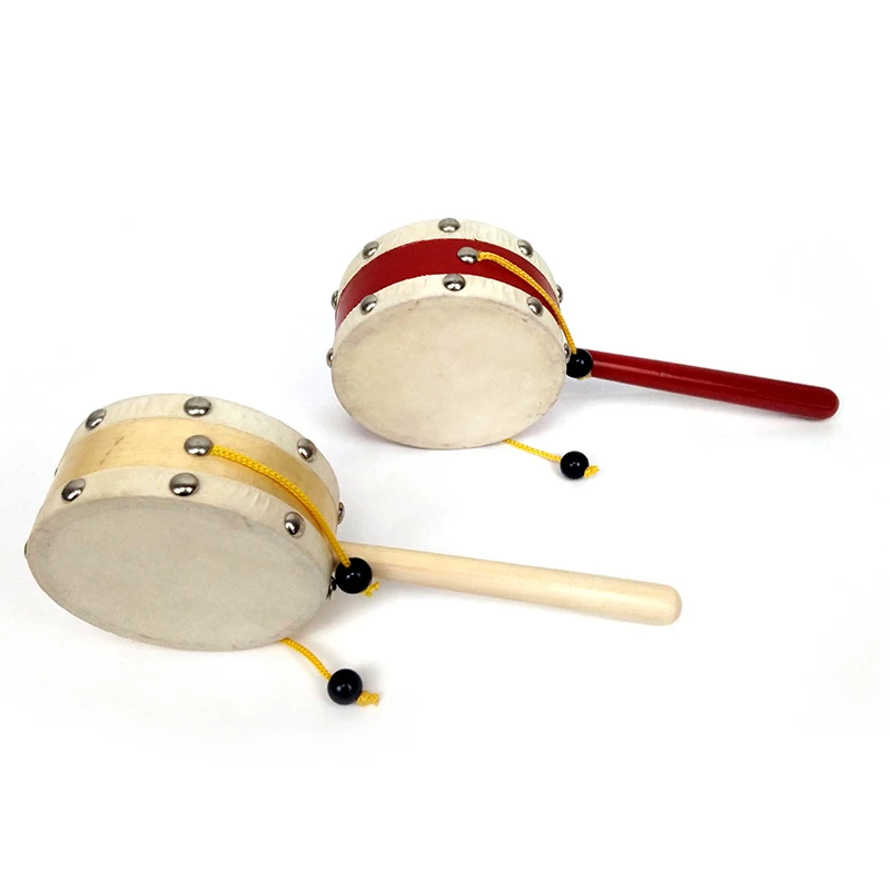 Wholesale high quality newborn montessori toy wooden rattle drum musical