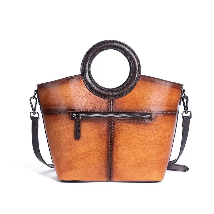 Designer Genuine Leather Handbags Vintage Embossed Large Capacity Shoulder Crossbody Bag Women Leather Bag Handbag