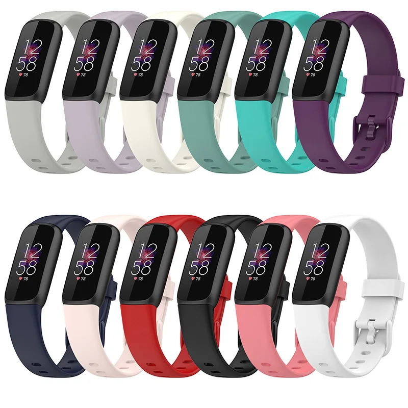 Silicone Watch Band Replacement Bracelet Belt Solid Color Sport Strap for Fitbit Luxe