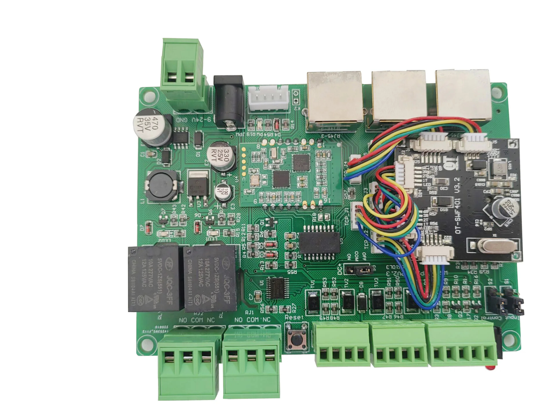 3 Ethernet TCP/IP port to 2 channel wiegand input 2 relay output Ethernet switch IO control board