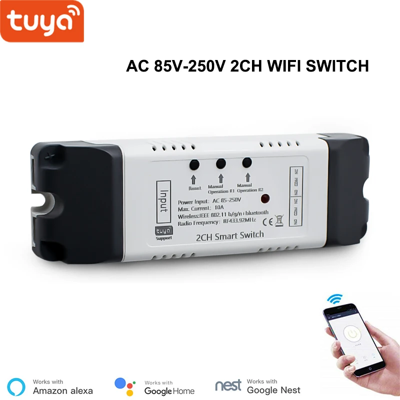 Tuya беспроводной DIY 2CH Авто самоблокирующийся автофиксацией/шаговым управлением кирпечей из глины релейный модуль с циклическим таймером дистанционное управление RF433 интеллектуальных домашних Wi-Fi