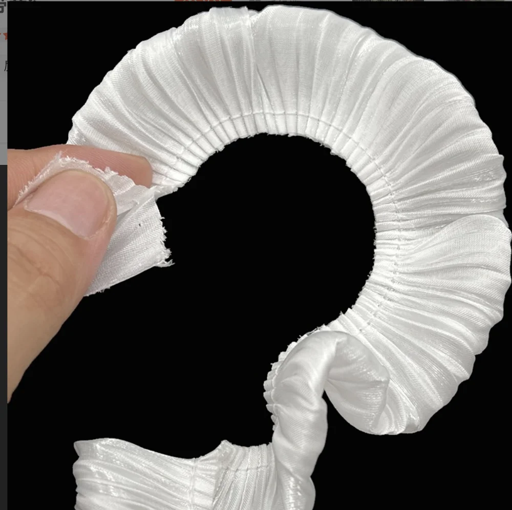 ZSY 2.8cm Wide Glitter Soft Crystal Satin Pleated 3DLace Fabric Fringe Ribbon Frills Ruffles Trim Dolls Cloth Headwear Sewing De