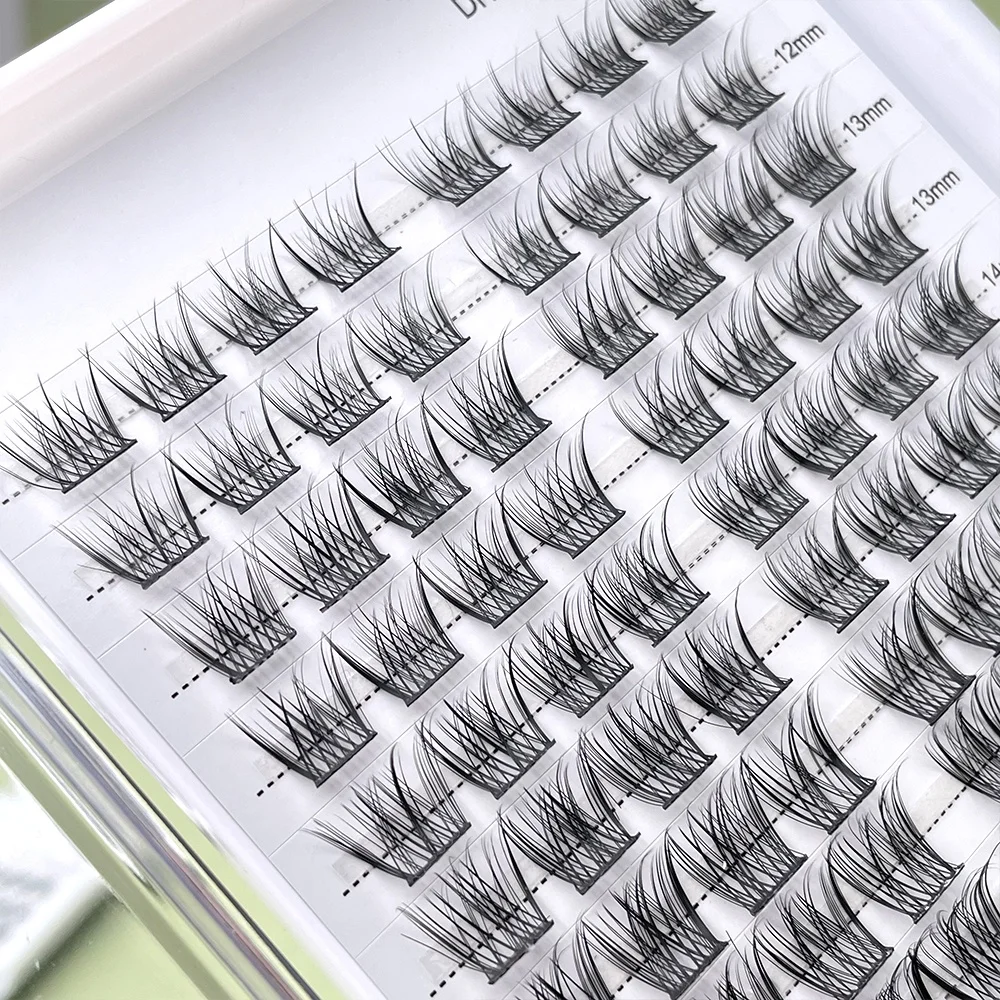 Fadvan Diy Eyelash Extension Kit 0.7 Thickness L Curl Lash Cluster Silk Segment Premade Lash Diy Lash Extension Kit Clear Band