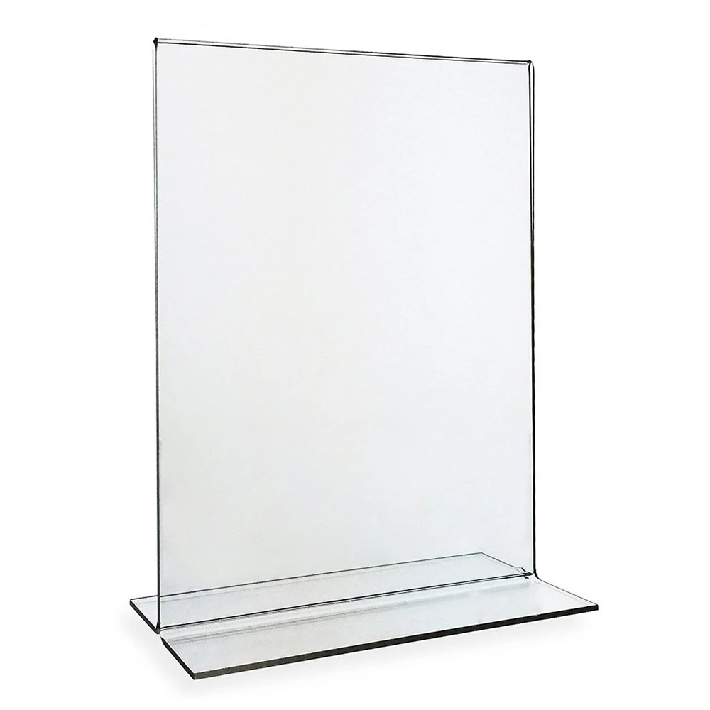 Acrylic Sign Holder 8.5 x 11 Acrylic T Shape Table Top Display Stand, Double Sided, Bottom Load For Menu, Photo,Ad