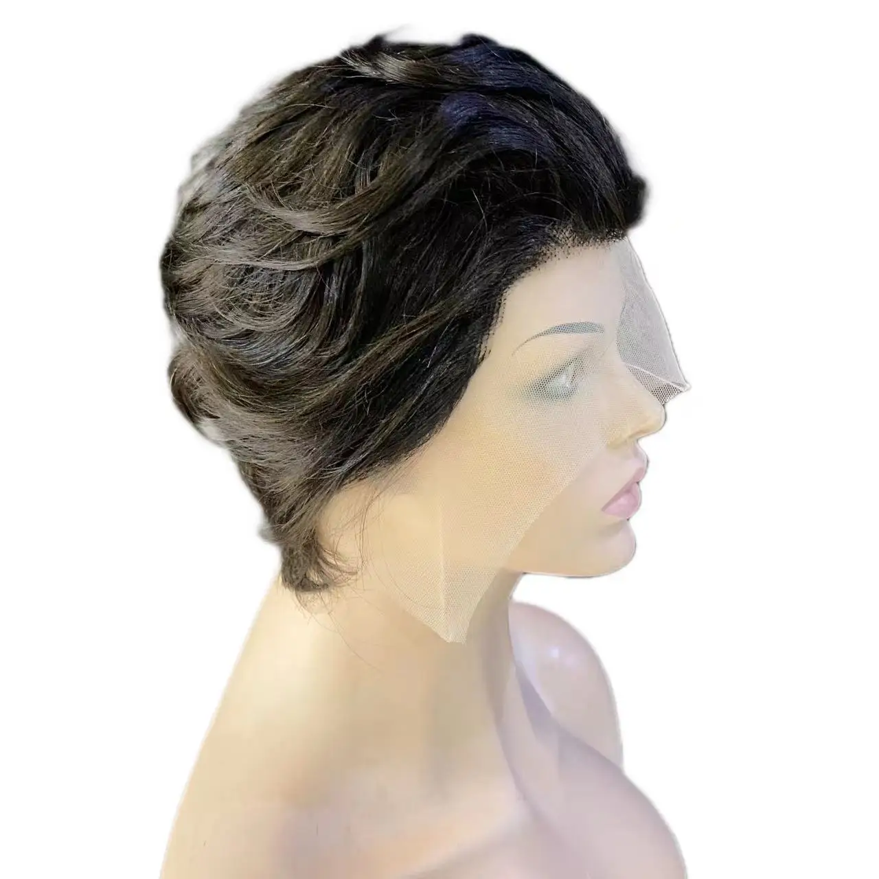 Ruyihair High Temperature Silk Rose Net Wig Perruques Naturel Cheveux Humain Short Curly Wigs Virgin Human Hair Wig For Women