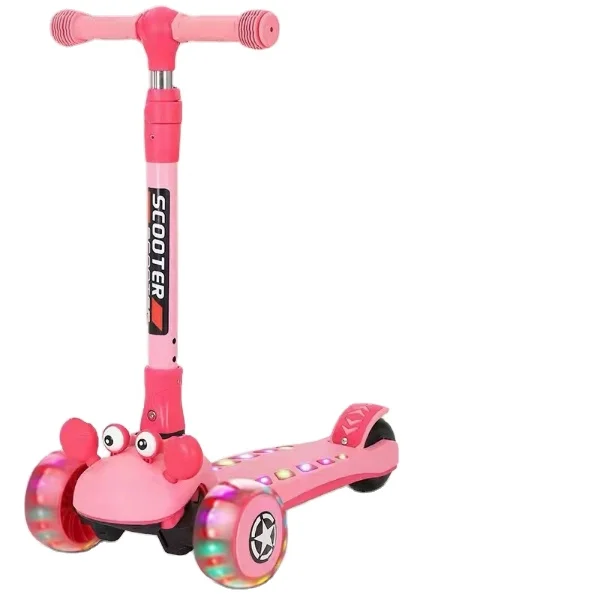 Wholesale Foldable Adjustable Height 3 Wheels Scooter Kid Children foot Led Three Wheel Kids Mini Kick Scooter for Kids