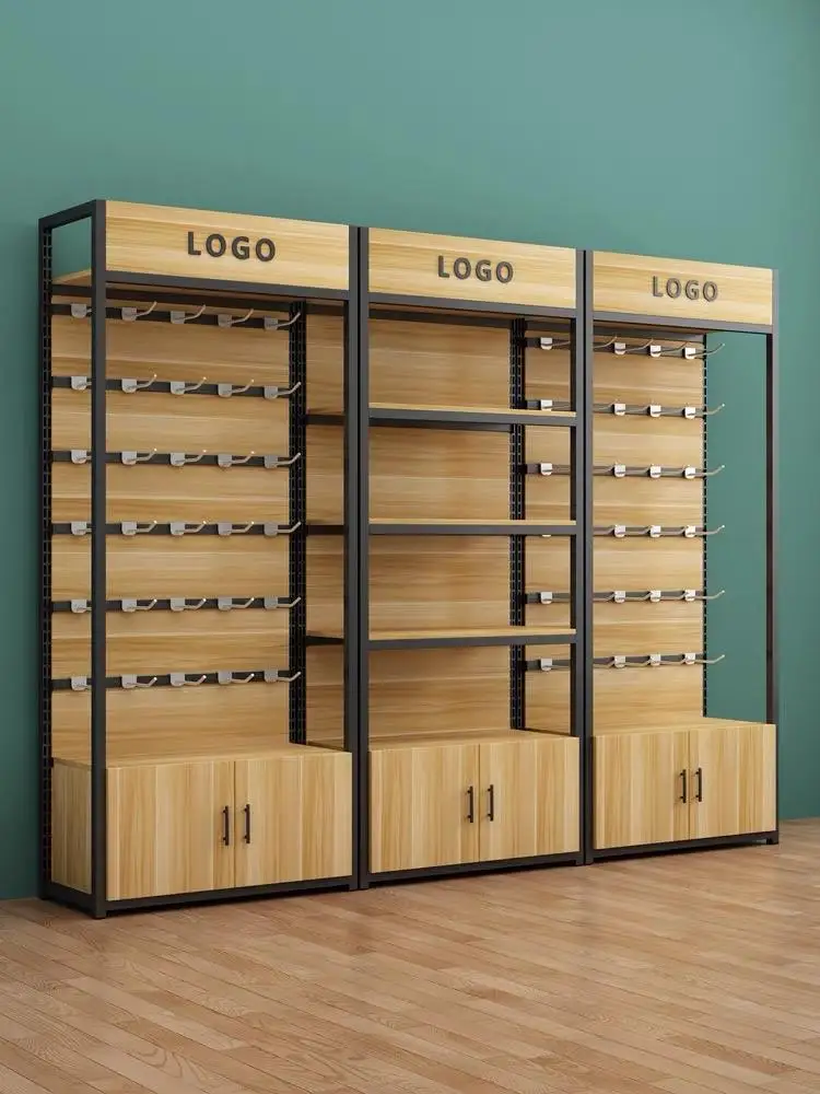 Custom store rack wooden shelves for super market wooden display supermarket racks shelves liquor store interior