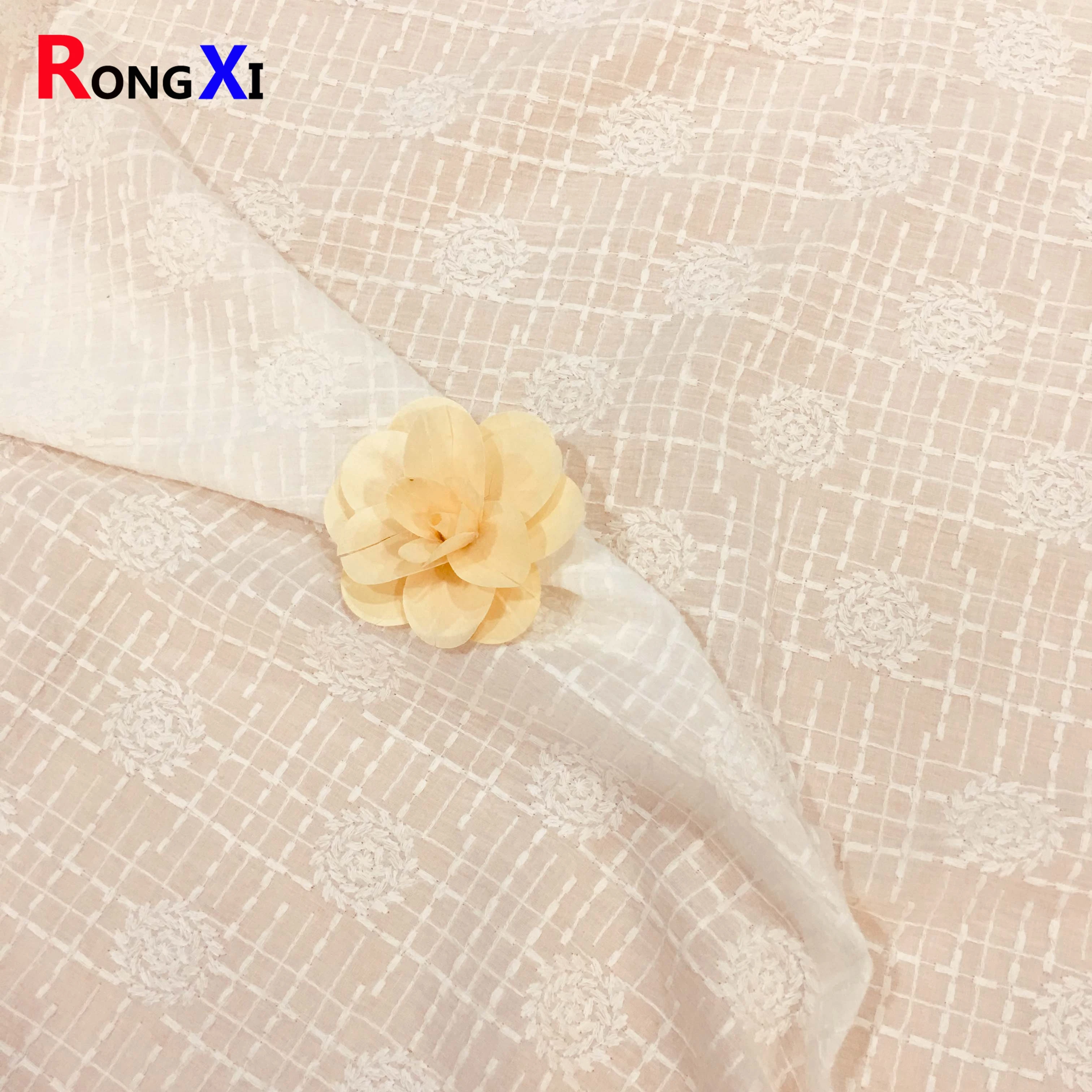 RXF2077 Jacquard Fabric White Swiss Voile Cotton Fabric Embroidery on Fabric