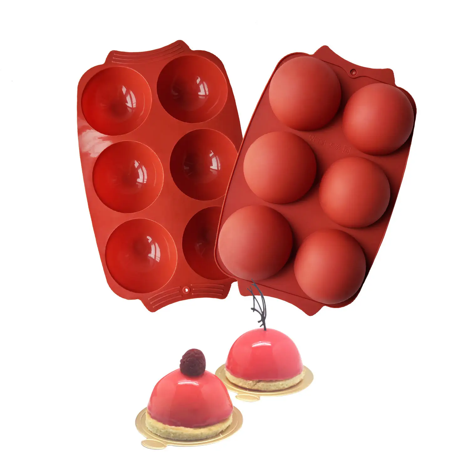 Chocolate Molds Silicone with 6 Semi Sphere Jelly Holes Half Round Jello Dome Mousse Cocoa Bomb Ball Baking Molds