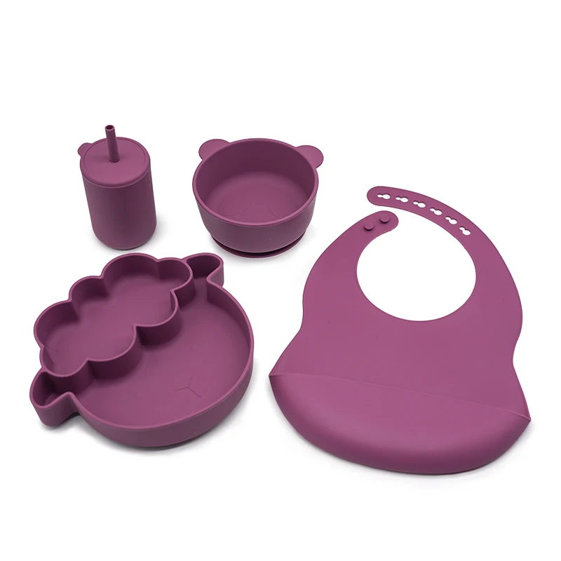 LUCKY Hot Product Easy to Carry Kid Tableware Training Set Silicone Feeding Machine for Babies
