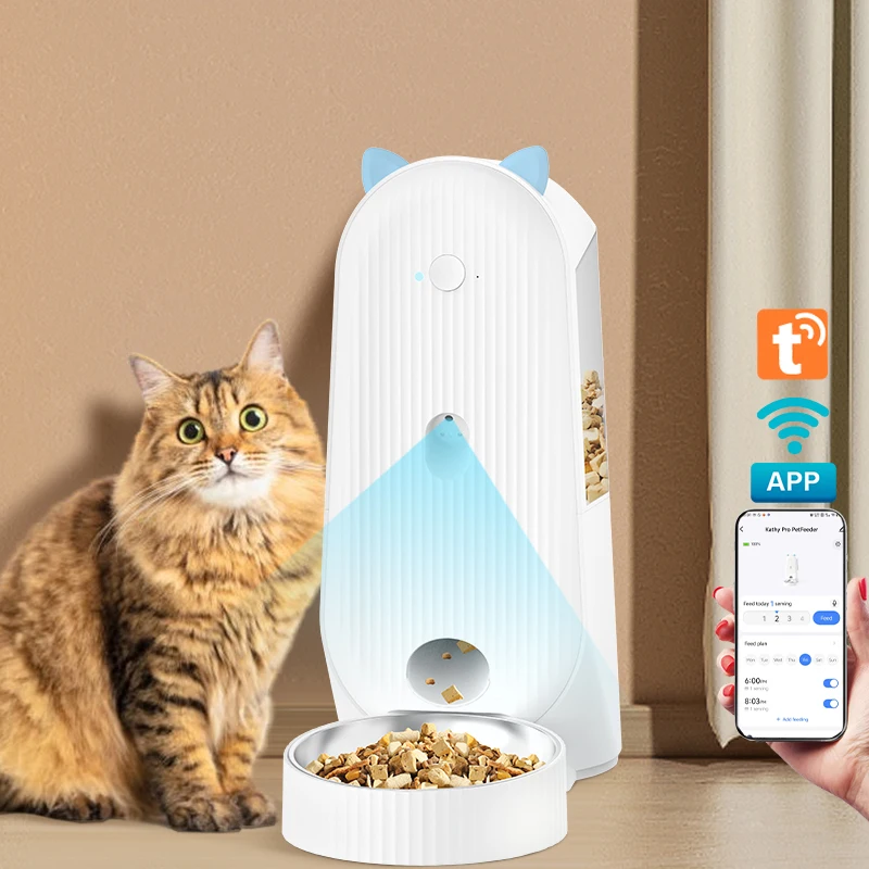 Автоматическая кормушка для кошек с камерой, умный Wi-Fi дозатор для домашних животных из нержавеющей стали