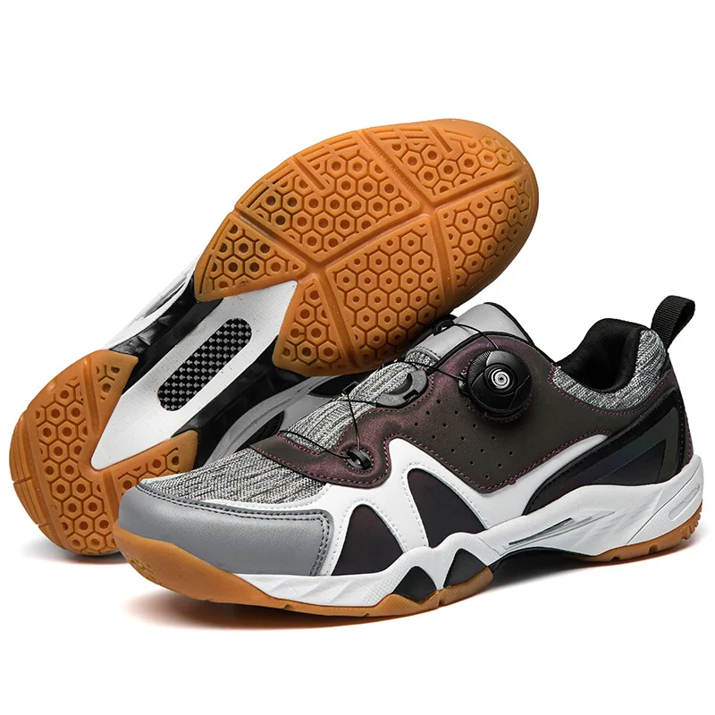 Indoor unisex gym wear-resisting lightweight non-slip rotating buckle badminton shoes