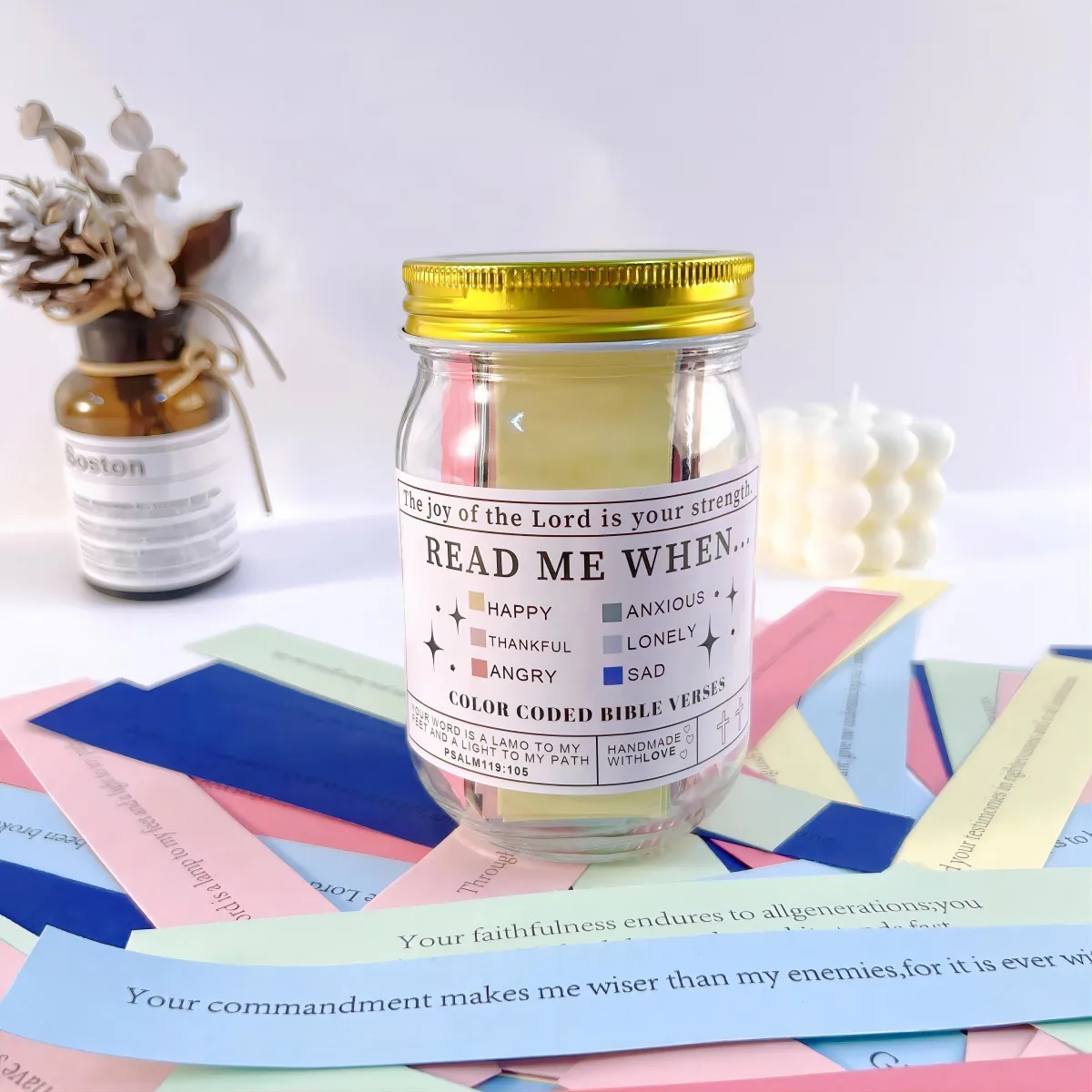 Read Me When Bible Verses Jar for Emotions and Feelings Scripture Prayer Cards Hope Jar