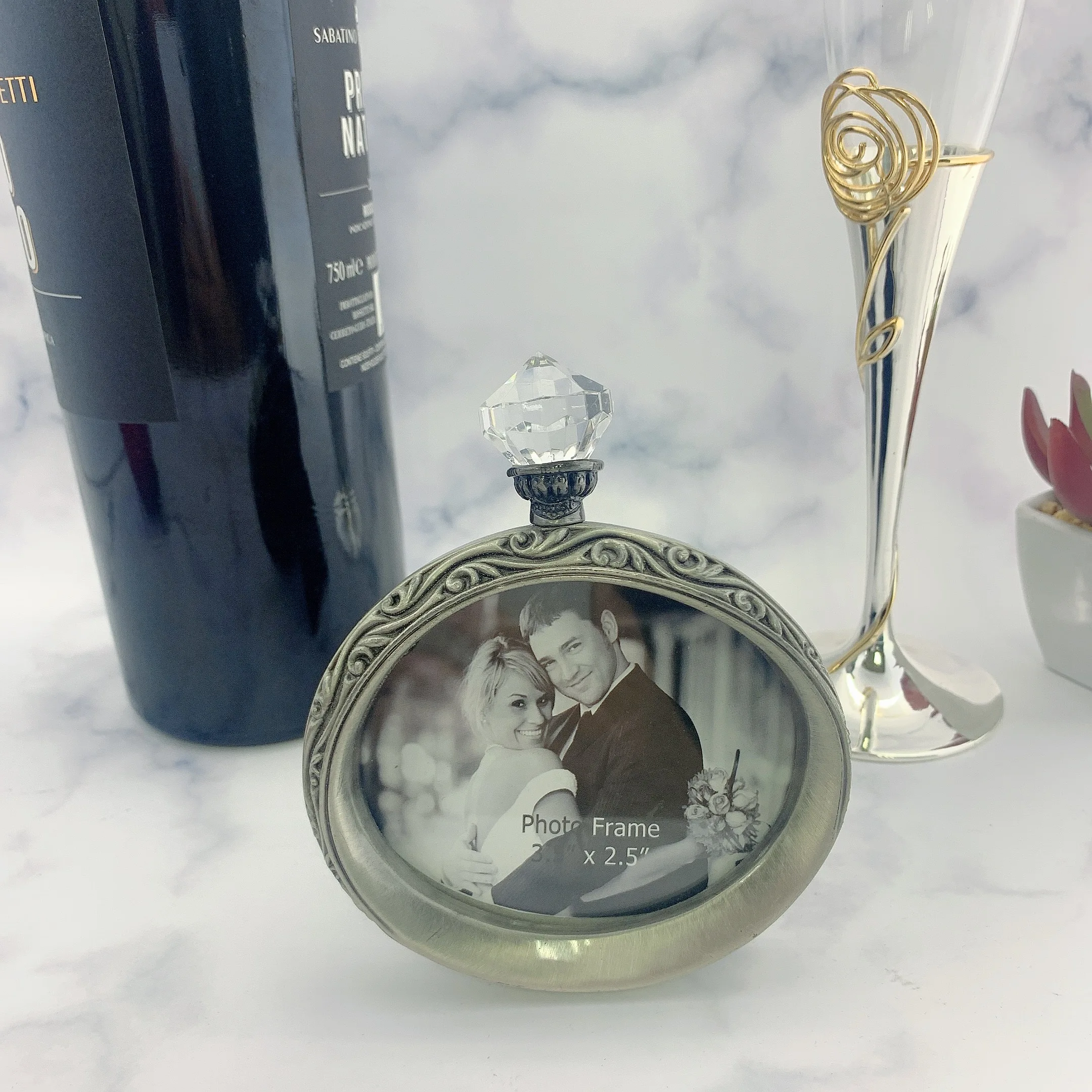 Custom Zinc Alloy Photo Frame Antique Silver Diamond Metal Picture Frame Wedding Photo Frames