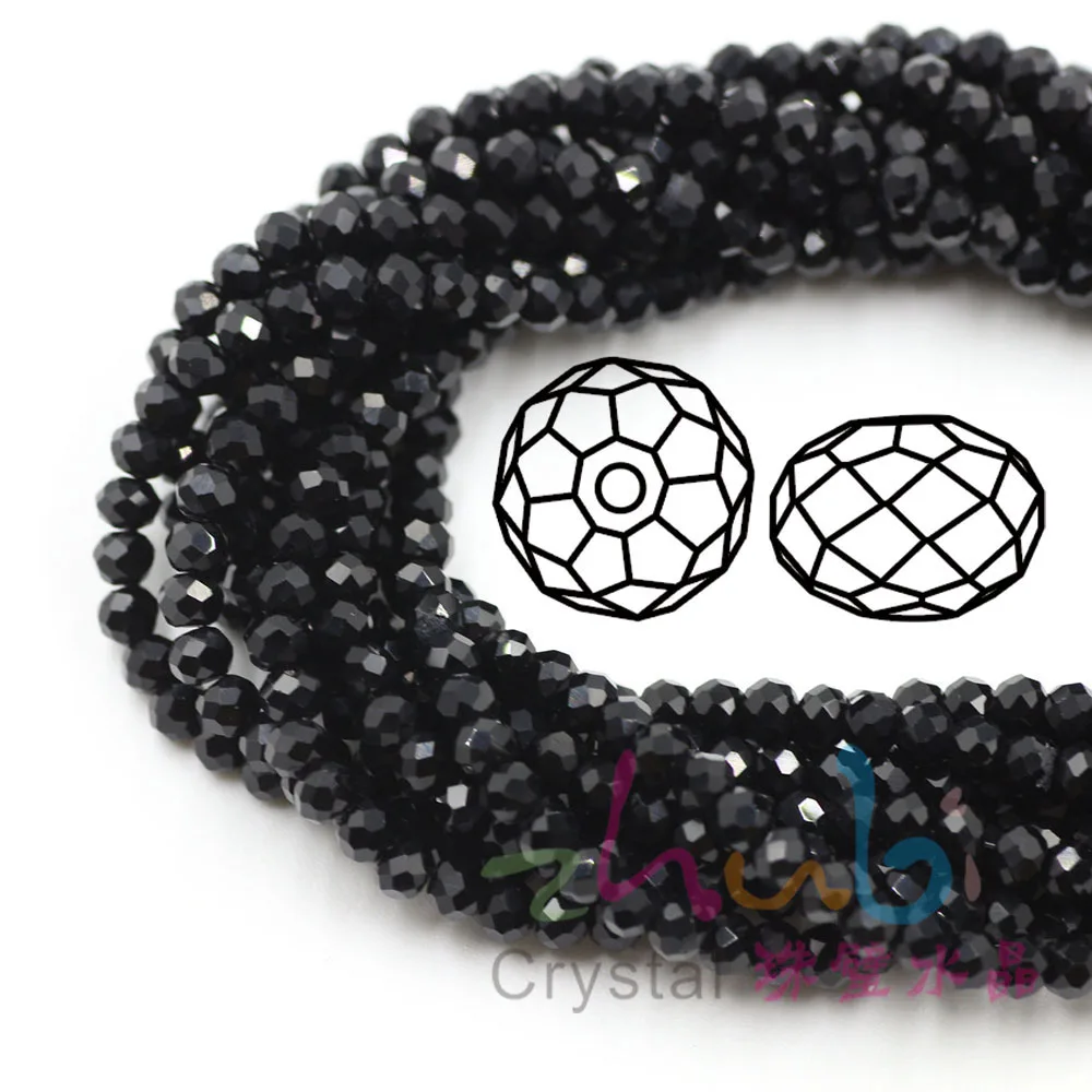 Flat Rondelle Glass Beads For Jewelry Making 4mm Faceted Round Crystal Beads For Decoration DIY Accessories 5strands/batch