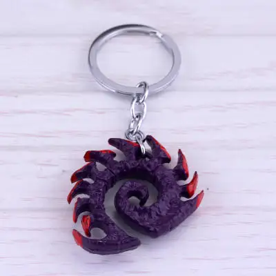 Hot Sale Online games  Keychains  Movie Series Purple StarCraft zerg logo metal key chain