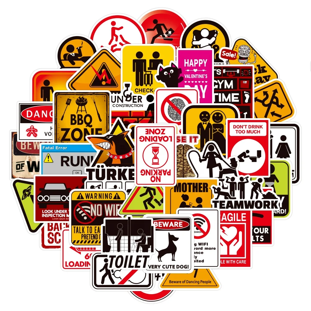 50pcs warning sign sticker high quality waterproof vinyl PVC hentai stickers Die Cut Label Logo Adhesive laptop car sticker