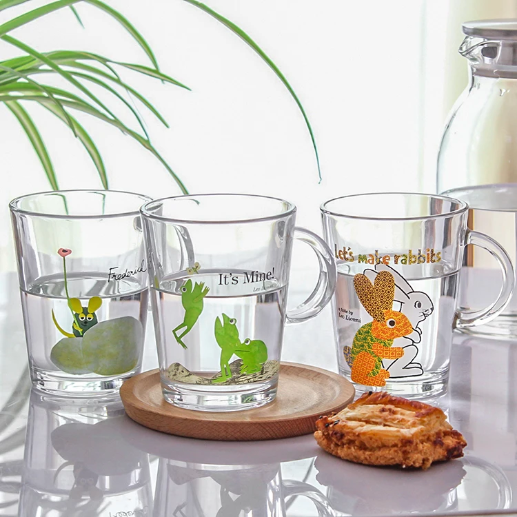 tempered glass mug handles tea cup 400ml custom heated drinking coffee glass mug with handle