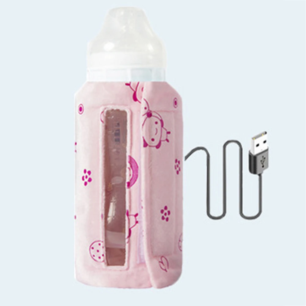 Portable USB breast milk warmer bottle pouch insulated Movable baby bottle biberon Velvet heater bottle bag