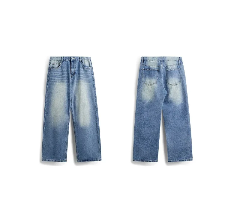 MAQVOB Street Classic Washed Jeans 2024 Spring Summer New Fashion Brand Simple Everything Straight Pants Men