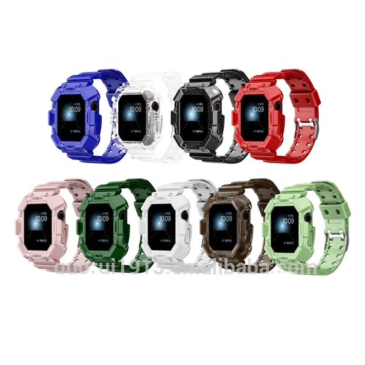 Newest Fashion Sport Design Tpu Solid Color Watch Band Strap For Apple Watch 44 40 42 38mm With Breathable Watch Strap