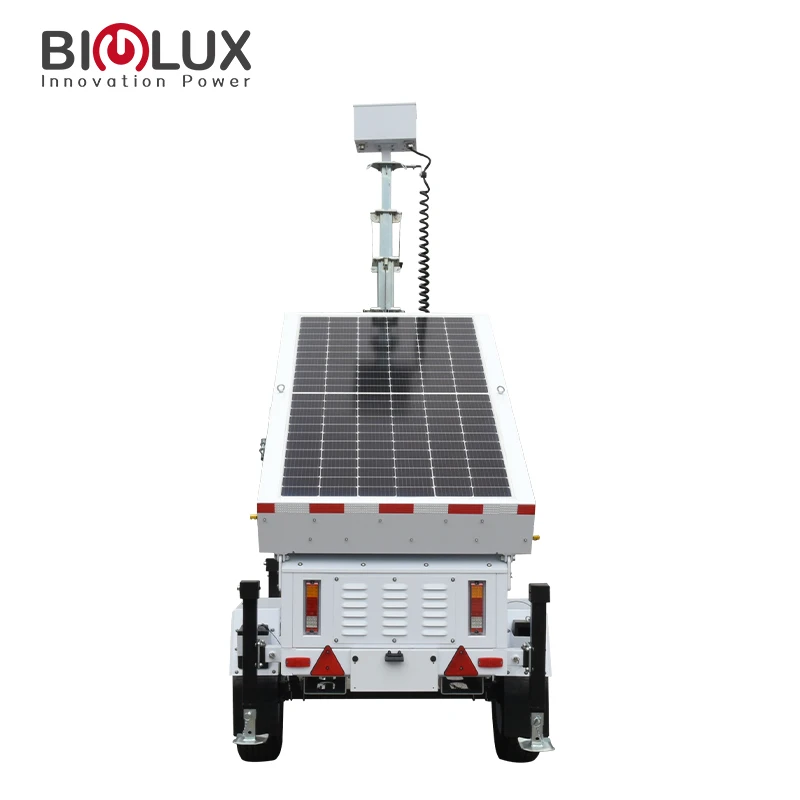 BIGLUX  self-powered solar cctv trailer remote access led light tower off-gird work side video surveillance mobile CCTV  trailer