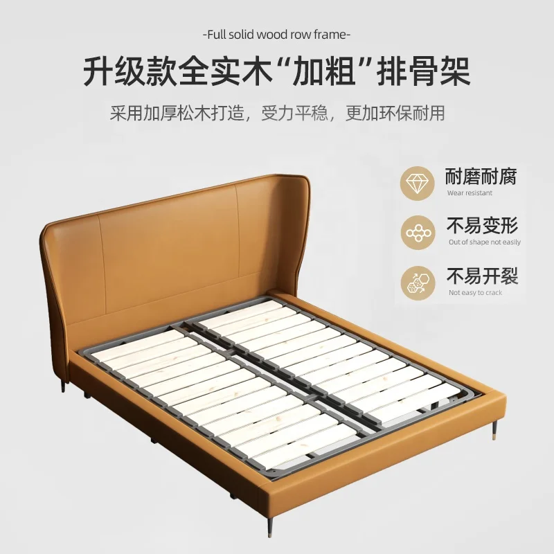 new arrival bedroom furniture Victorian no box spring needed artificial leather bed frame queen size