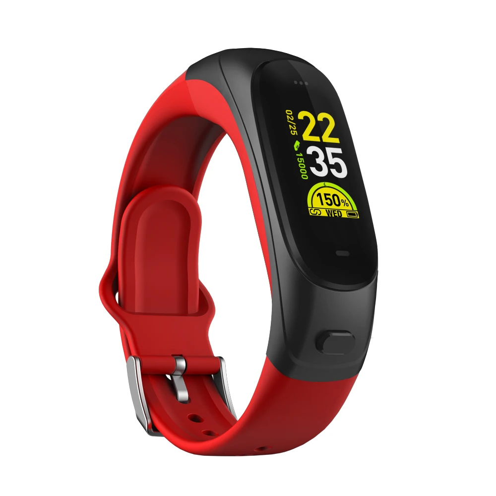 Blood pressure sport fitness tracker smartwatch earphone , heart rate smart bracelet earbuds watch with wireless earbuds